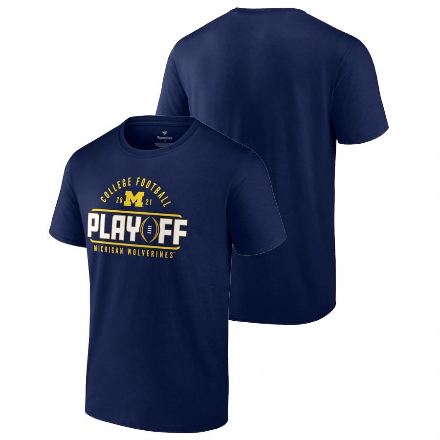 Michigan Wolverines Men's NCAA Navy 2021 Playoff Kickoff College Football T-Shirt ZKP8649EK